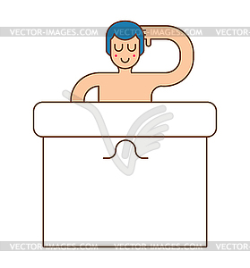 Onanism under blanket. guy in bed masturbates - vector clip art