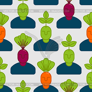 Office vegetables garden seamless pattern. Manager - vector image