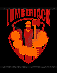 Woodcutter logo. Lumberjack sign. lumberman - vector clip art