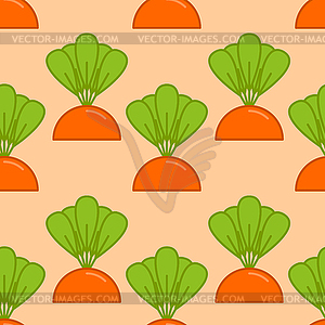 Carrot grow seamless pattern. Vegetable on garden - vector clip art