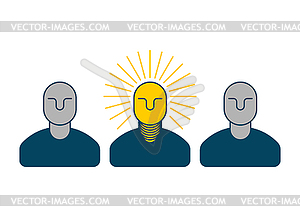 Creative idea. smart boss. man with light bulb in - vector clip art