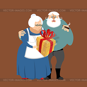 Grandmother and grandfather. Grandparents Day . Matu - color vector clipart