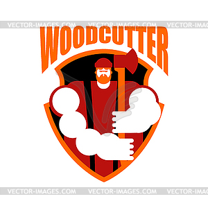 Lumberjack logo. Woodcutter sign. lumberman - vector clipart