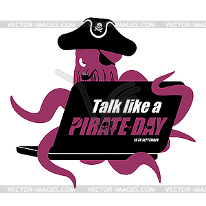 International Talk Like Pirate Day. Octopus web - vector clip art