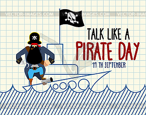 International Talk Like Pirate Day. Painted ship an - vector clipart