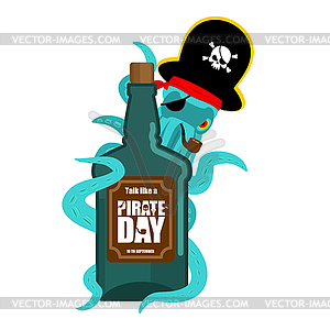 International Talk Like Pirate Day. Octopus pirate - vector clipart