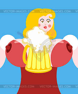 Oktoberfest girl and beer mug. National Beer - vector EPS clipart