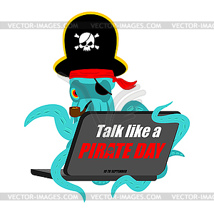 International Talk Like Pirate Day. Octopus web - vector image