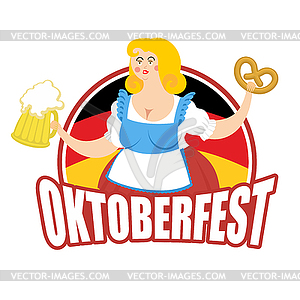 Oktoberfest girl and beer mug. National Beer - vector image