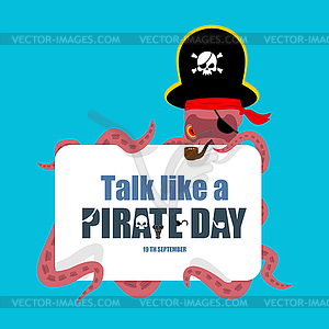 International Talk Like Pirate Day. Octopus - vector image