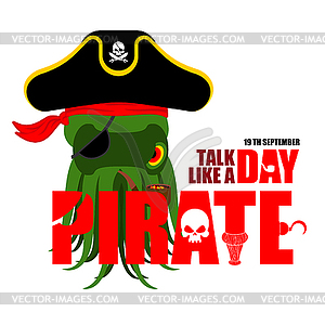 International Talk Like Pirate Day. Octopus - vector clipart