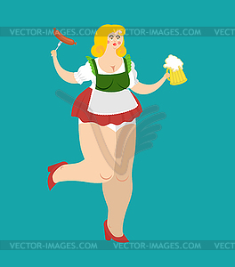 Oktoberfest girl and beer mug. National Beer - vector EPS clipart