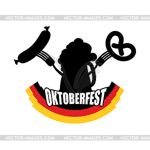 Oktoberfest symbol of beer, sausage and pretzel. - vector clip art