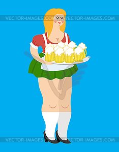 Oktoberfest girl and beer mug. National Beer - vector EPS clipart