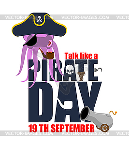 International Talk Like Pirate Day. Octopus - vector clipart