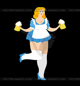 Oktoberfest girl and beer mug. National Beer - vector clip art