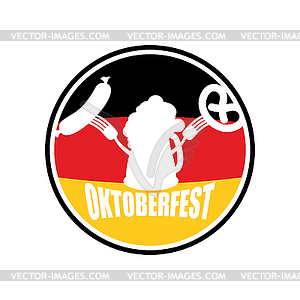 Oktoberfest symbol of beer, sausage and pretzel. - vector clip art