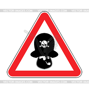 Attention pirate. red warning sign rover. Caution - vector clipart