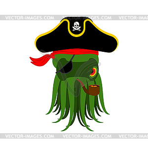 Octopus pirate. poulpe buccaneer. Eye patch and - vector clip art