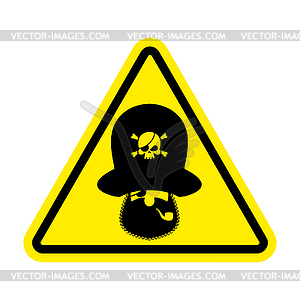 Attention pirate. Yellow warning sign rover. Cautio - vector clip art