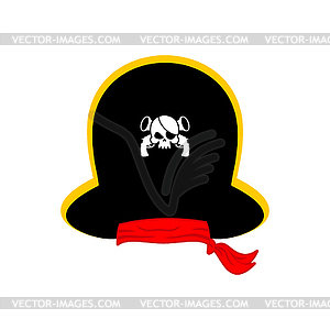 Pirates cap . Hat buccaneer. Bones and skull. - vector image