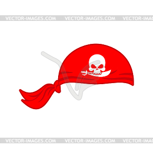 Pirates red Bandana cap . Hat buccaneer. Bones and - vector image