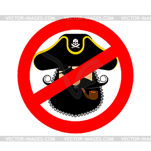 Stop pirate. Red prohibiting sign rover. Ban - vector EPS clipart