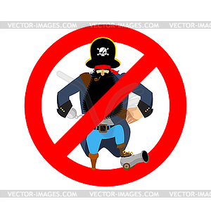 Stop pirate. Red prohibiting sign rover. Ban - vector clip art