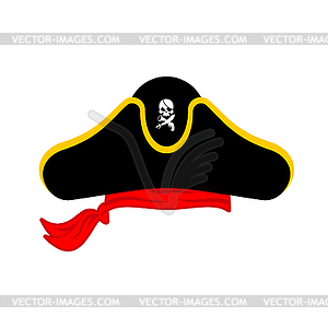 Pirates cap . Hat buccaneer. Bones and skull. - vector image