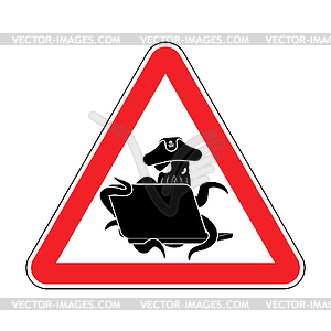 Attention Web pirate Octopus and laptop. Caution - vector EPS clipart