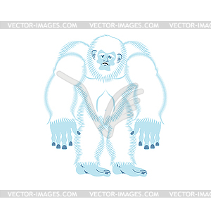 Yeti sad. Bigfoot sorrowful. Abominable snowman - vector image