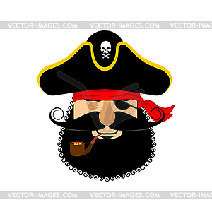 Pirate sleeping emoji head. Filibuster asleep - vector clip art