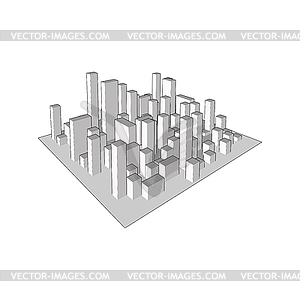 Skyline City. Abstract town. Industrial landscape - vector clip art