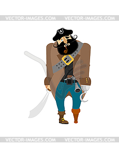 Pirate sad. filibuster melancholy. buccaneer - royalty-free vector clipart