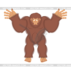 Bigfoot guilty. Yeti surprise. Abominable snowman - vector clip art