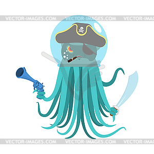 Alien intruders Space pirate Octopus. cosmic monste - vector clip art