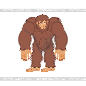 Bigfoot sad. Yeti sorrowful. Abominable snowman - vector image