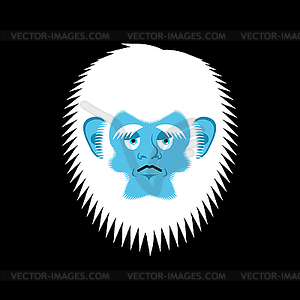 Yeti sad emoji. Abominable snowman melancholy - vector clipart