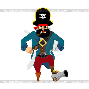 Pirate angry. filibuster evil. buccaneer aggressive - royalty-free vector clipart