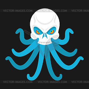 Octopus and skull. poulpe and head of skeleton. - vector clipart