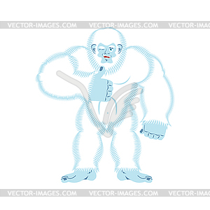 Yeti thumbs up. Bigfoot winks emoji. Abominable - vector image