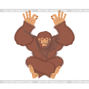 Bigfoot yoga. Yeti yogi. Abominable snowman - vector clip art