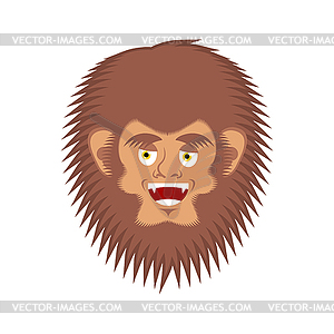 Bigfoot happy face. Yeti cheerful emoji. - vector clip art