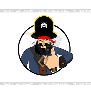 Pirate Thumbs Up Filibuster Winks Emoji Royalty Free Vector