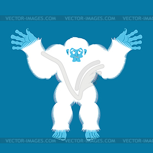 Yeti guilty. Bigfoot surprise. Abominable snowman - vector clipart