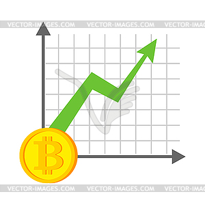 Рост биткойн-графа. Рост криптовалютности. - векторный клипарт