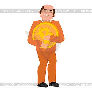 Illegal Miner. Criminal mining. Bitcoin is outlawed - vector clip art