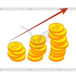 Growth bitcoin graph. Growth of Cryptocurrency. - vector clipart