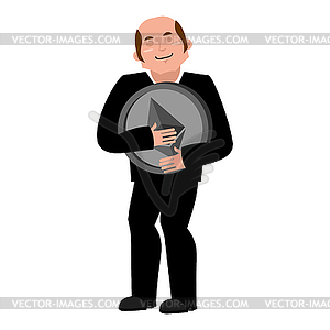 Miner etherium is businessman. Guy Cryptocurrency. - vector clipart