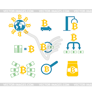 Cryptocurrency Extraction and exchange set icon. - vector clipart